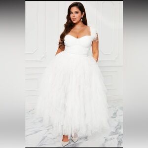 Camilla Tulle Maxi Dress - White